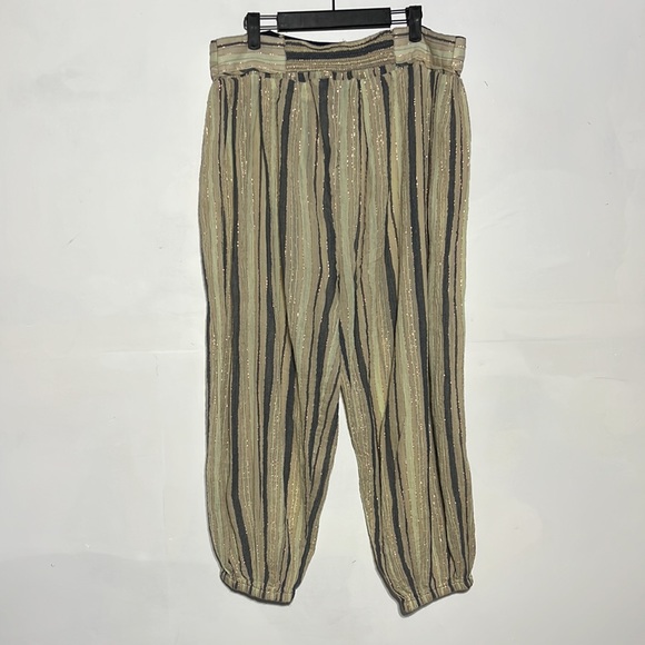 Free People Striped Metallic Baggy Parachute Jogger Pants Size Small - Picture 4 of 6